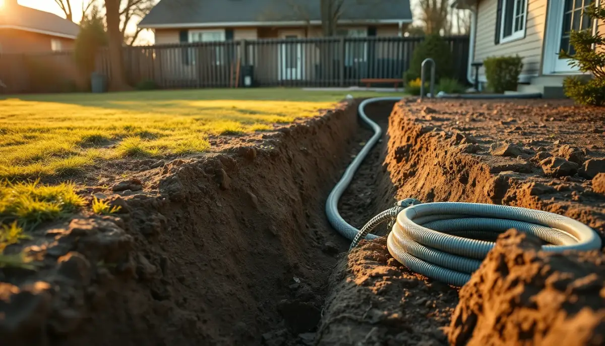 Installation d'un captage horizontal géothermique dans un jardin résidentiel