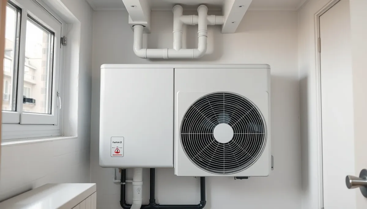 Pompe à chaleur géothermique installée dans un local technique