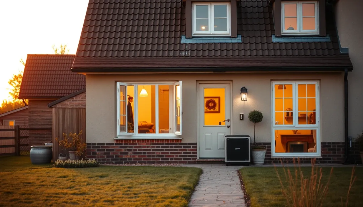 Maison individuelle avec local technique, illustrant l'installation d'un chauffe-eau thermodynamique