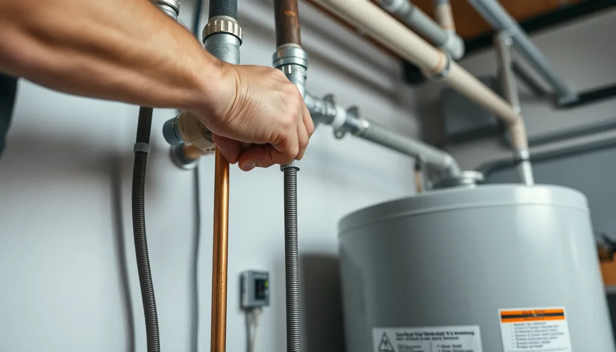 Installation d'un ballon thermodynamique par un professionnel dans un garage