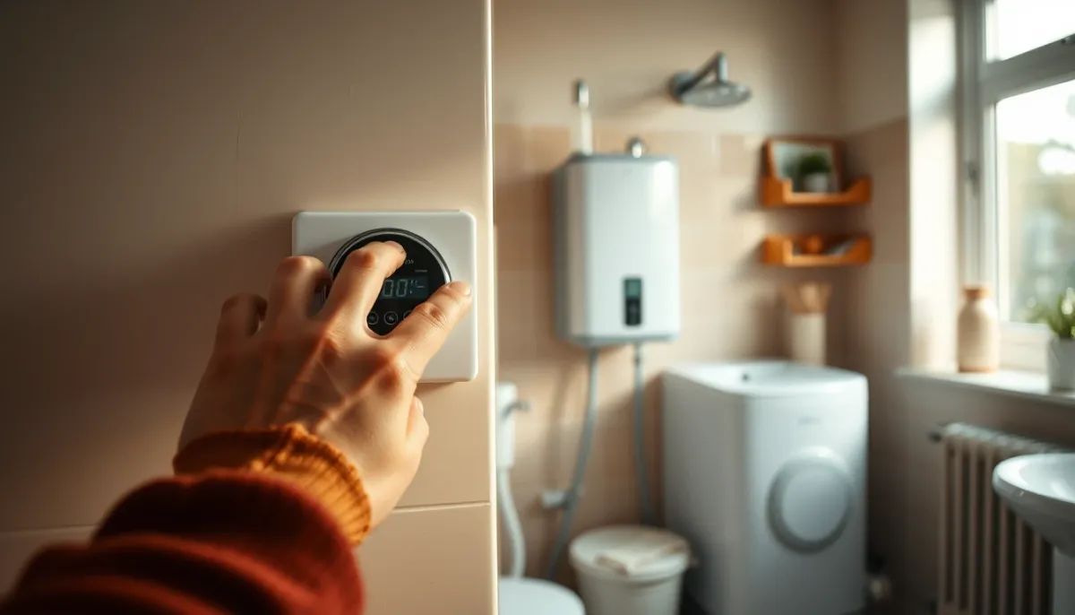 Réglage du thermostat d'un chauffe-eau thermodynamique dans une salle de bain familiale