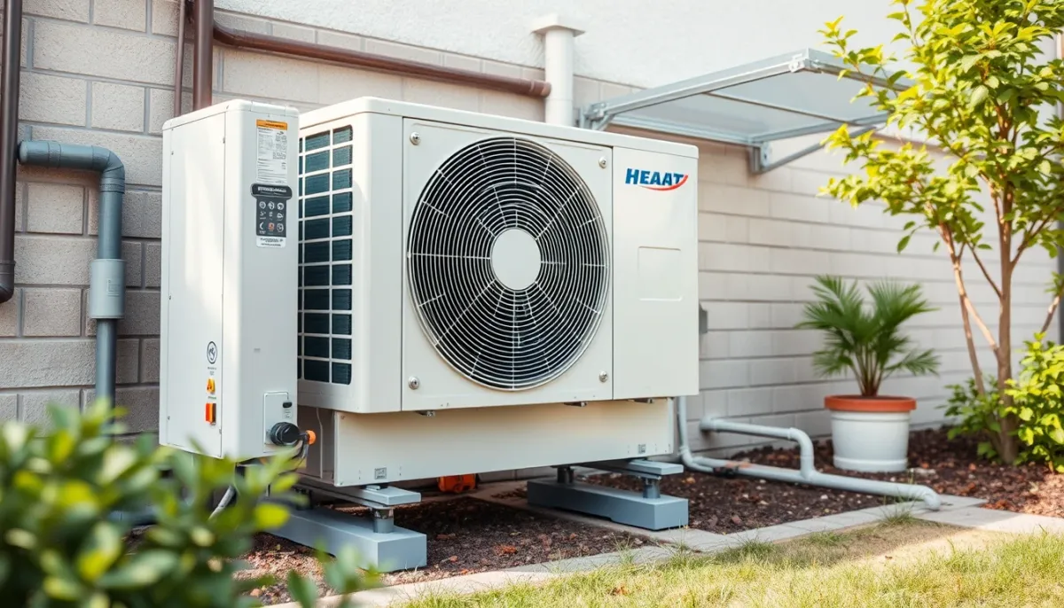 Pompe à chaleur installée sur supports antivibratiles avec un environnement dégagé