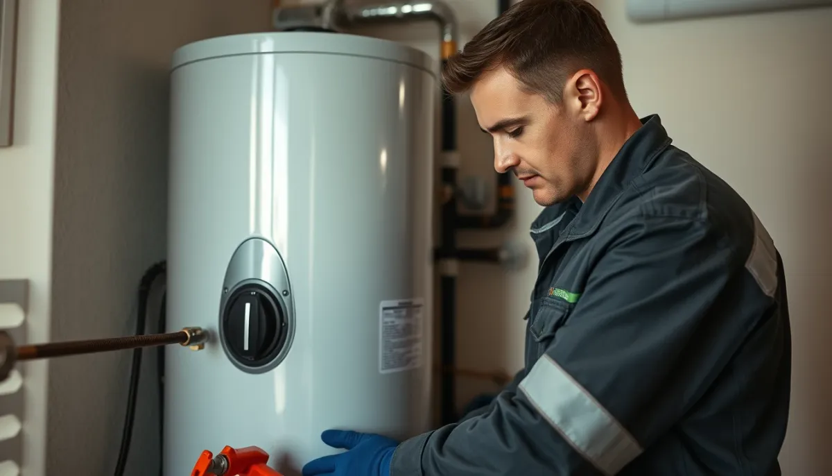 Installateur professionnel intervenant sur un ballon thermodynamique Atlantic